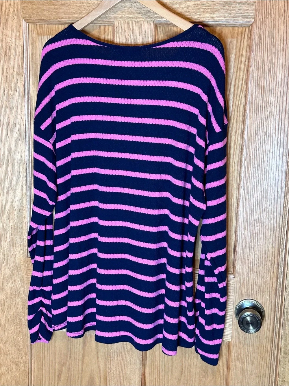 Lane Bryant Women's pink & navy Stripe pullover long sleeve Sweater size 18/20